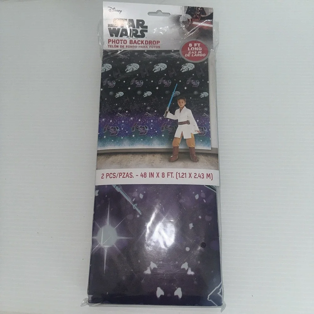 Disney STAR WARS Photo Backdrop 8 FT Long NEW Sealed Package Birthday Party 2pc